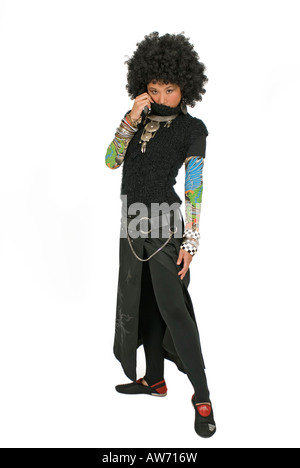 Jeune femme chinoise Portrait Studio Shot Fond blanc Banque D'Images