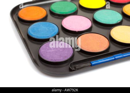 Aquarelles et brosse douce ombre sur fond blanc Shallow DOF Banque D'Images