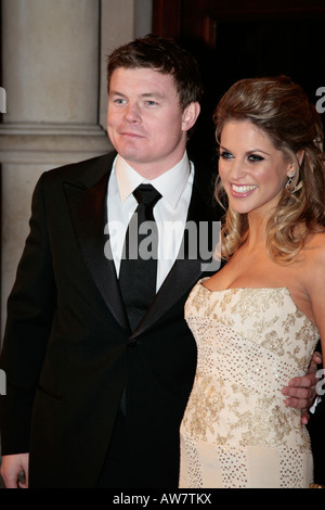 Le capitaine de rugby irlandais Brian o driscoll et Amy huberman sur le tapis rouge à l'Irish Film and Television Awards 2008 Dublin Banque D'Images