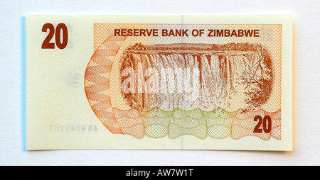 20 Zimbabwe Dollar bank note Banque D'Images