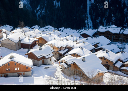 Chalets et des pistes de Sainte Foy Tarentaise France Banque D'Images