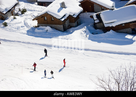 Pistes de ski et chalets Sainte Foy Tarentaise France Banque D'Images