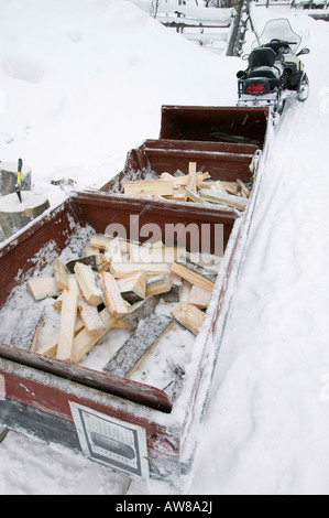 Skidoo, dans le Parc National Urho Kehkkosen près de Houston Le nord de la Finlande Banque D'Images