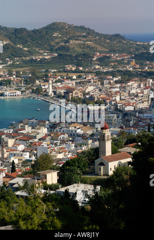 La ville de Zakynthos à partir de ci-dessus, capitale de l'île de Zakynthos, Grèce Banque D'Images