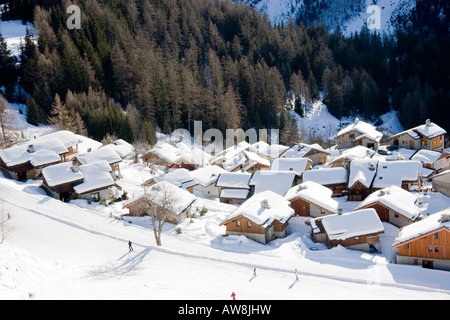 Chalets et des pistes de Sainte Foy Tarentaise France Banque D'Images