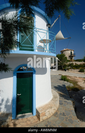Anemomilos 'House' un vieux moulin en pierre au cap Skinari, extrémité nord de l'île de Zakynthos Zante/, Grèce Banque D'Images
