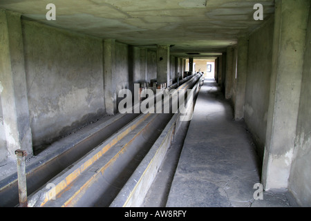 Une toilette à l'ancien camp de concentration Nazi à Auschwitz Birkenau, Oswiecim, Pologne. Banque D'Images