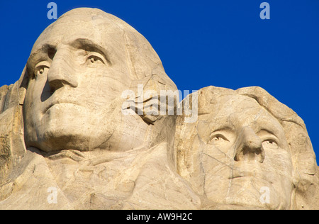 La lumière du matin sur Washington and Jefferson visages sur le Mont Rushmore le Mont Rushmore National Memorial le Dakota du Sud Banque D'Images