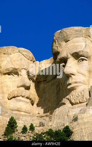 La lumière du matin sur Roosevelt et Lincoln visages sur le Mont Rushmore le Mont Rushmore National Memorial le Dakota du Sud Banque D'Images