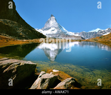 CH VALAIS Matterhorn Riffelsee avec Banque D'Images
