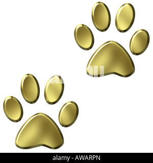 Golden 3d empreintes animales Banque D'Images