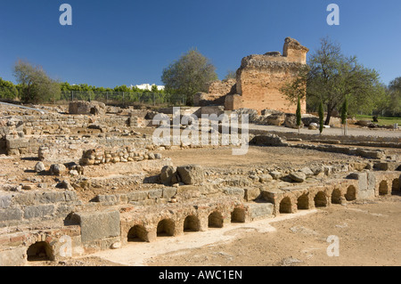 Algarve ; Milreu, Estoi, site archéologique d'une villa romaine ; montrant du chauffage au sol (hypocauste). Banque D'Images