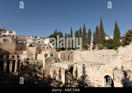 Israël Jérusalem La piscine de Béthesda, ruines d'un temple romain et une église byzantine est visible ici Banque D'Images