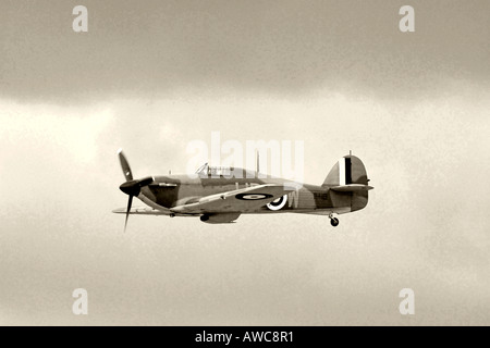 La DEUXIÈME GUERRE MONDIALE Avion de chasse Hawker Hurricane dans un combat aérien afficher Banque D'Images