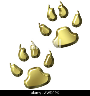 Golden 3d empreintes animales Banque D'Images