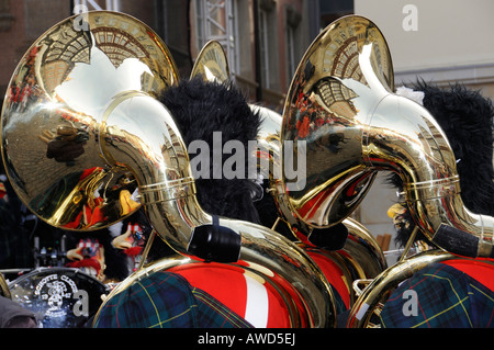 Schotte-Clique Bande de Bâle, procession de Gugge musiciens, 25e rencontre internationale pour la musique dans Gmue Schwaebisch Gugge Banque D'Images