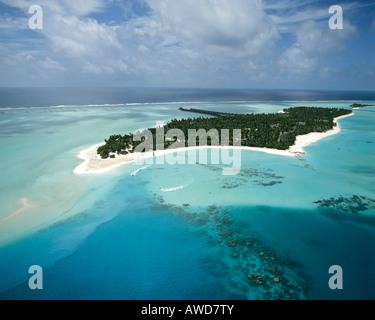 Sun Island, Nalaguraidhoo, photographie aérienne, Ari Atoll, Maldives, océan Indien Banque D'Images