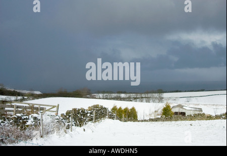 La route de Ravenscar après neige, North Yorkshire Banque D'Images