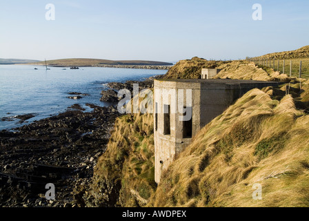 dh LAMB HOLM ORKNEY armes à feu de barrière côtière de protection Churchill barrières de défense militaire côte guerre mondiale 2 grande-bretagne scape Flow Banque D'Images