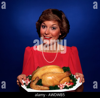 Look rétro femme au foyer maison de vacances Turquie plateau copie espace Bon Appétit Banque D'Images