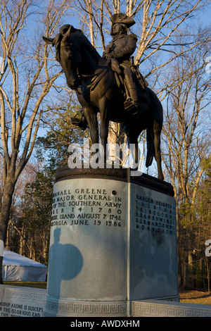 Statue et Monument au général Nathanael Greene qui ont combattu dans la guerre révolutionnaire Guilford Courthouse NMP, Greensboro, NC Banque D'Images