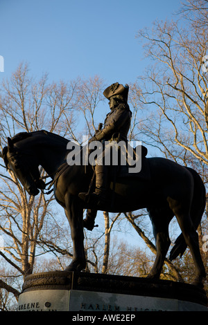 Statue et Monument au général Nathanael Greene qui ont combattu dans la guerre révolutionnaire Guilford Courthouse NMP, Greensboro, NC Banque D'Images