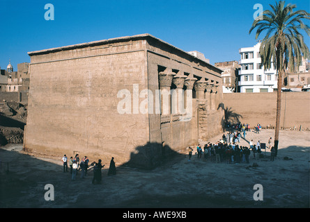 Le Temple englouti dédié à la tête de ram Khum Dieu à Esna sur les berges du Nil Egypte Banque D'Images