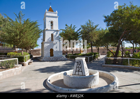 Clocher, Église San Lucas Church (1750), Toconao, Región de Antofagasta, Chili, Amérique du Sud Banque D'Images