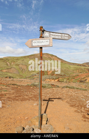 Panneau, zone géothermique de Hengill, Hveragerði, Islande, Océan Atlantique Banque D'Images