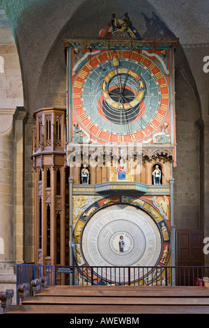 Horloge astronomique avec signes du zodiaque (Horologium Mirabile Lundense, XIVe siècle) à la cathédrale de Lund (XIIe siècle), lu Banque D'Images
