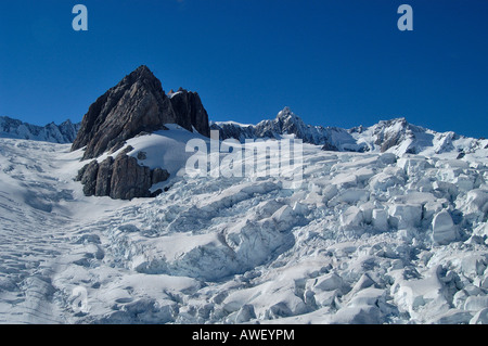 Vol en hélicoptère au-dessus du glacier Fox, île du Sud, Nouvelle-Zélande, Océanie Banque D'Images