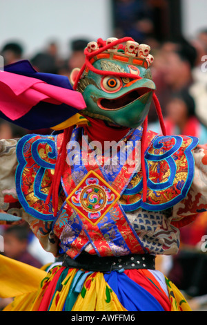 Danseur masqué au Tsechu (festival), Thimphu, Bhoutan Banque D'Images