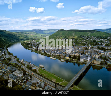 Vue panoramique de Traben-Trarbach sur la Moselle, Bade-Wurtemberg, Allemagne, Europe Banque D'Images