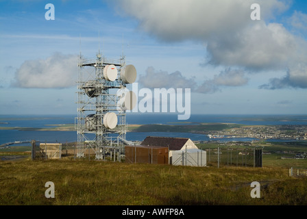 Wideforth dh Hill ST LLO Télécommunications ORKNEY Kirkwall link station relais micro-ondes antenne Bay tower Banque D'Images