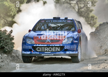 Sébastien Loeb au volant de sa Citroën Xsara WRC World Rally Car sur le Rallye de l'Acropole 2006 WRC World Rally Championship event Banque D'Images