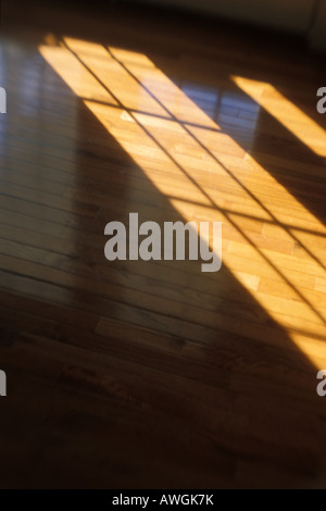 L'ombre de la fenêtre lumineuse sol en bois dur Banque D'Images