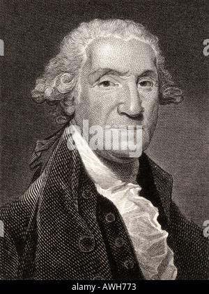 George Washington, 1732 - 1799. American leader politique, militaire, homme d'état général, et des pères fondateurs. Premier Président des États-Unis. Banque D'Images