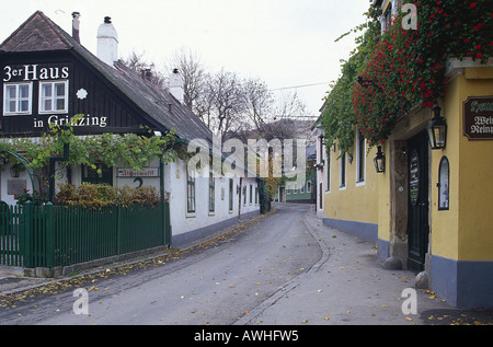 Maisons dans Cobenzlgasse, la rue principale de Grinzing, Vienne Banque D'Images