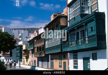 Maisons de ville, Santa Cruz de la Palma, Îles Canaries, Espagne Banque D'Images