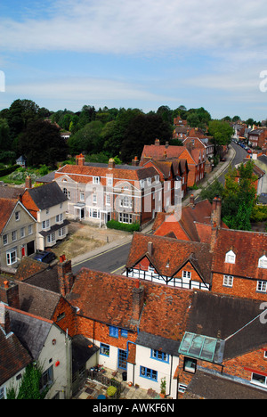 Rue Kingsbury, Marlborough comme vu de la tour de l'église St Mary Banque D'Images