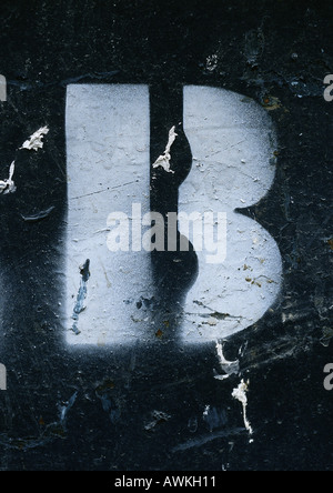 B, texte, pochoir. Banque D'Images