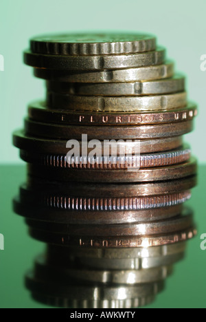 Empilement de pièces de monnaie. Banque D'Images