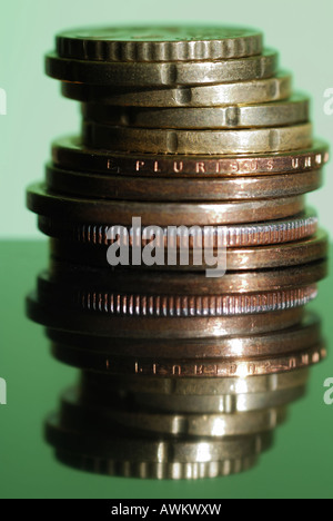 Empilement de pièces de monnaie. Banque D'Images