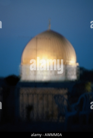 Israël, Jérusalem, Dôme du rocher la nuit, blurred Banque D'Images