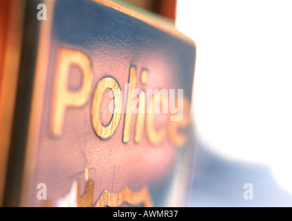 Texte de la police on sign, close-up Banque D'Images