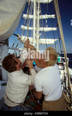Naviguer sur le voilier trois-mâts Fritz-Grimm (conférence de presse), Mer Rouge Banque D'Images