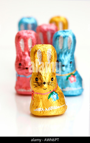 Lapins de Pâques au chocolat Banque D'Images