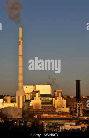 Puissance d'EnBW et l'usine d'incinération de Stuttgart-Muenster, Stuttgart, Bade-Wurtemberg, Allemagne Banque D'Images