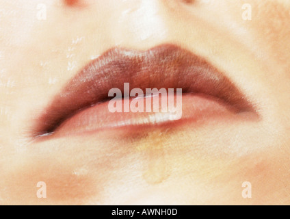 Bouche de femme, Close up. Banque D'Images