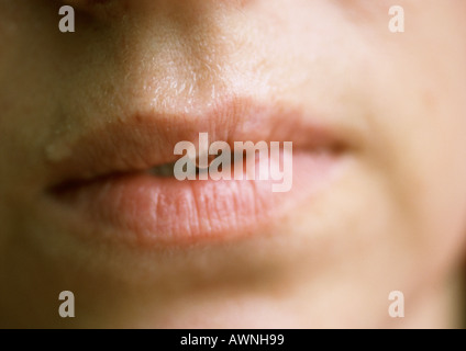 Close up de bouche de femme. Banque D'Images